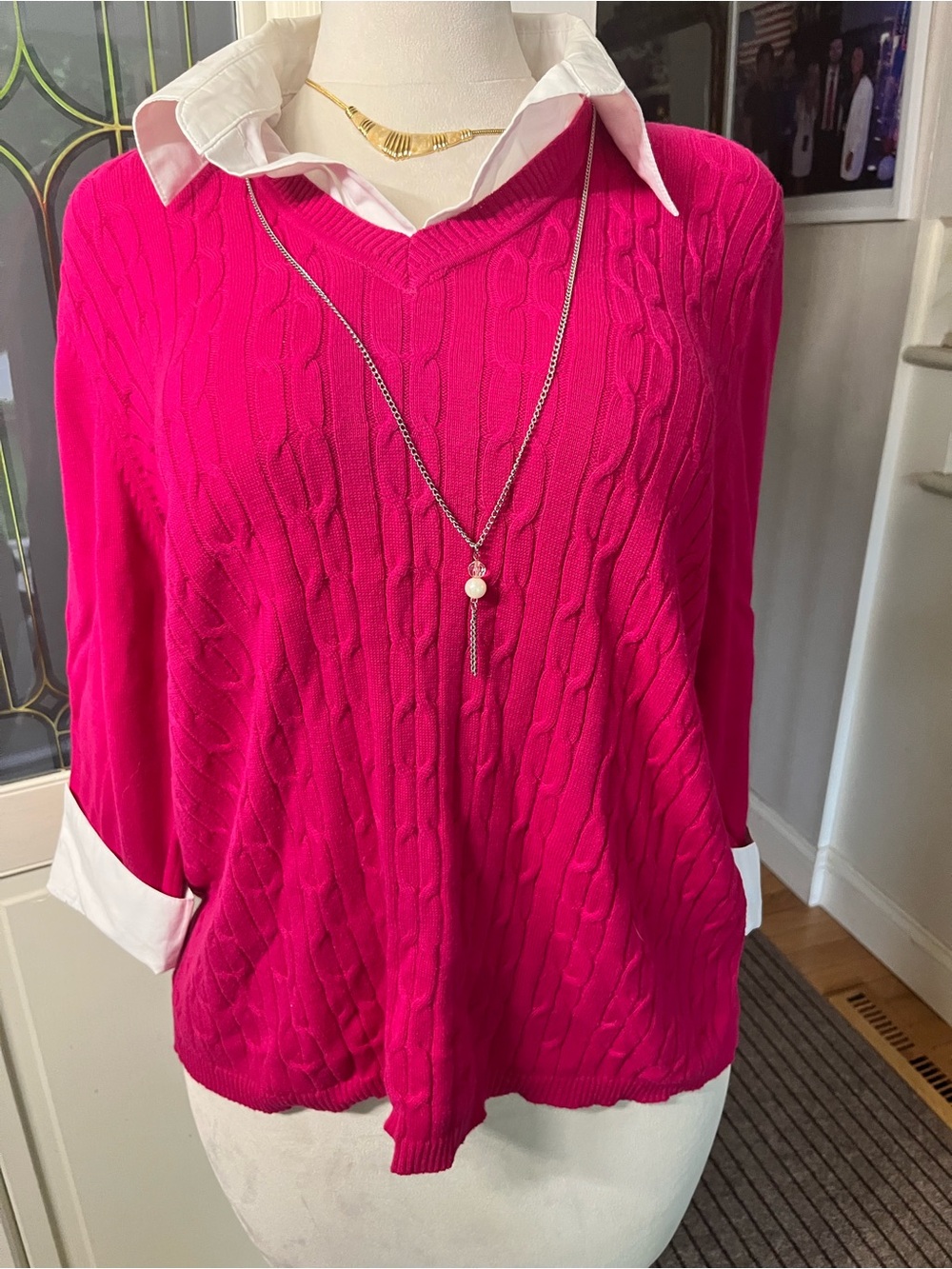 Notations Pink Cable Knit Preppy Sweater Top Plus Size 2X